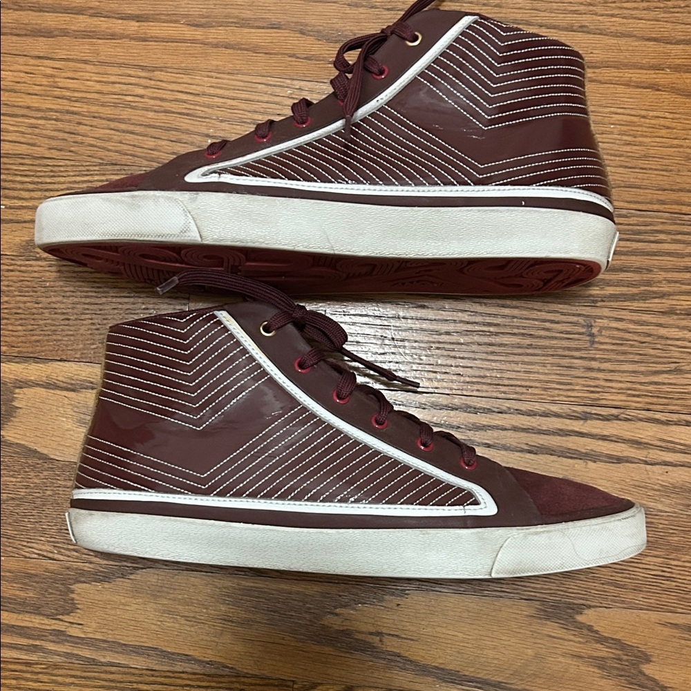 Pony Sneakers Men's 10.5 Burgundy Feed the Cat Mid High-Top Retro - Picture 9 of 12